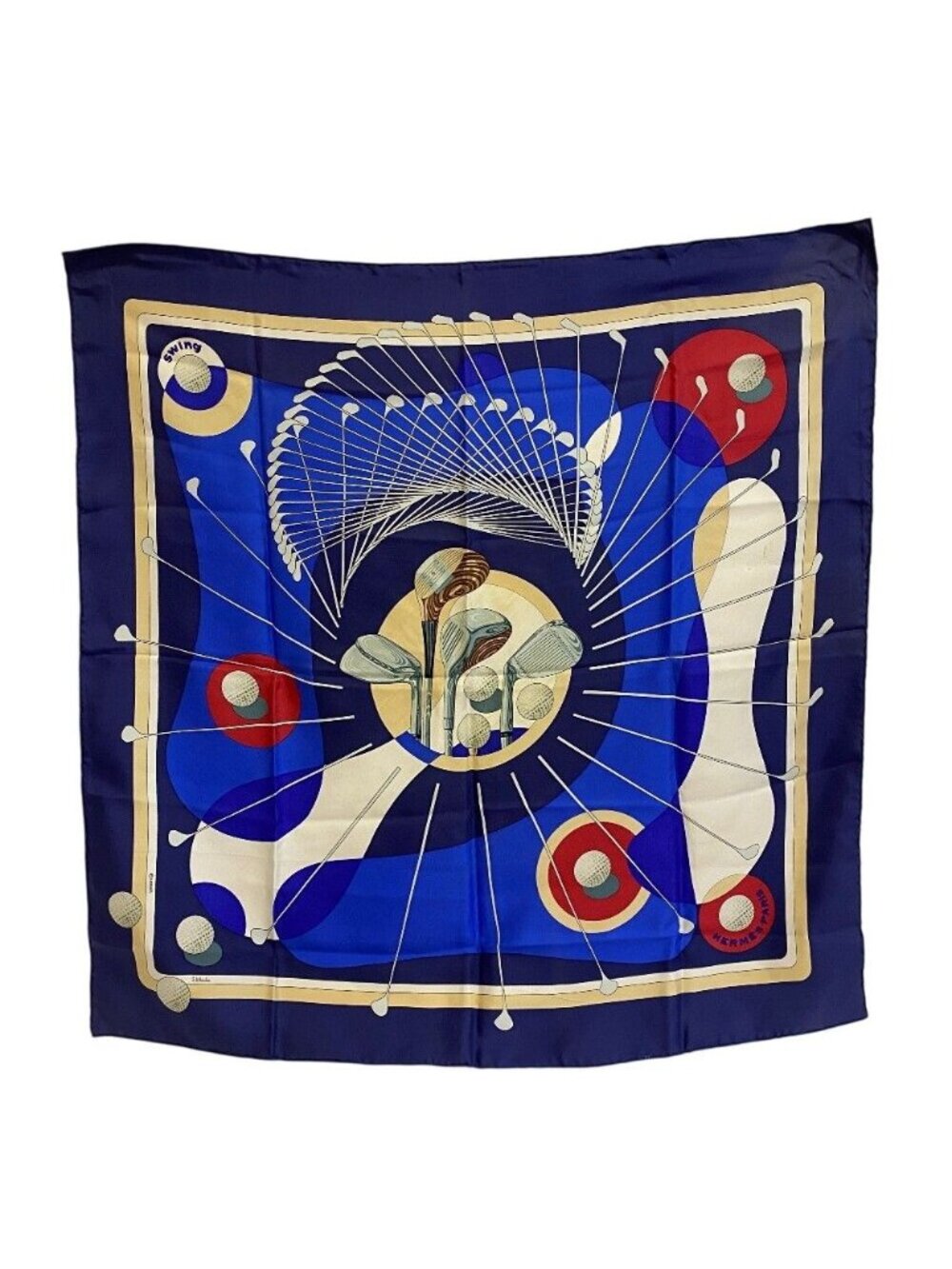 Hermes Swing Carre 90 Silk Scarf Blue